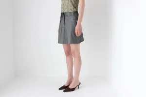 90s Metallic Pewter Futuristic A-Line Mini Skirt