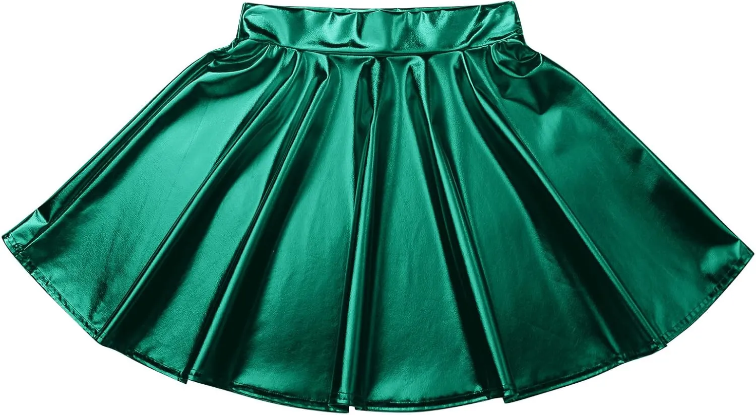 ABAFIP Women's Shiny Pleated Mini Skirt High Waisted Flared A-Line Short Rave Skater Skirts