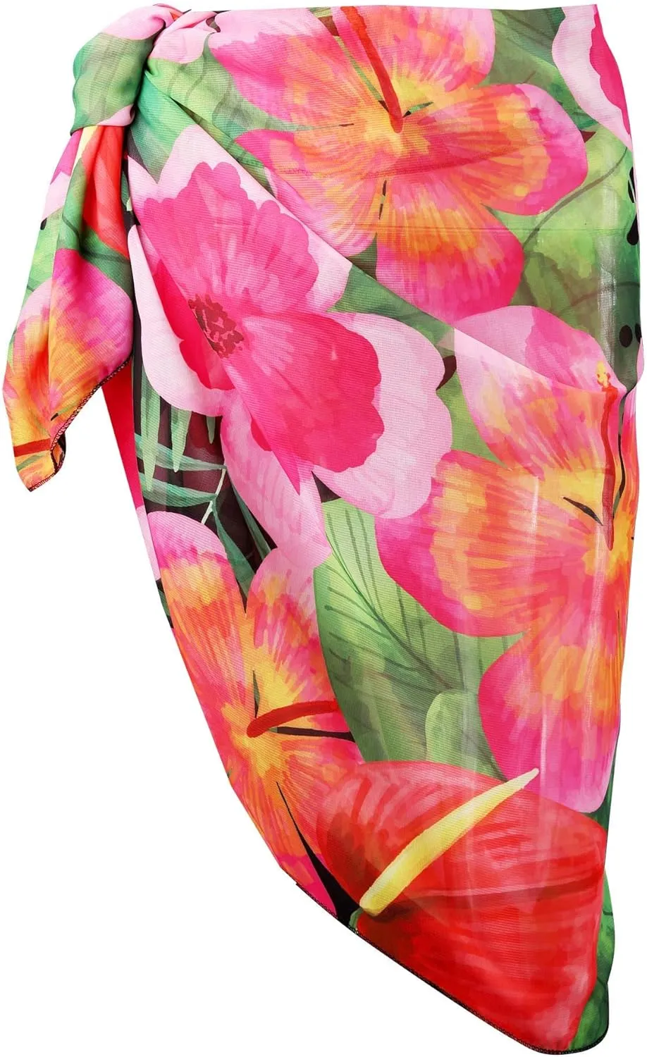 Ayliss Womens Swimwear Chiffon Cover up Solid Color Printed Beach Sarong Swimsuit Wrap Skirt Bathing Bikini Resort Wear
