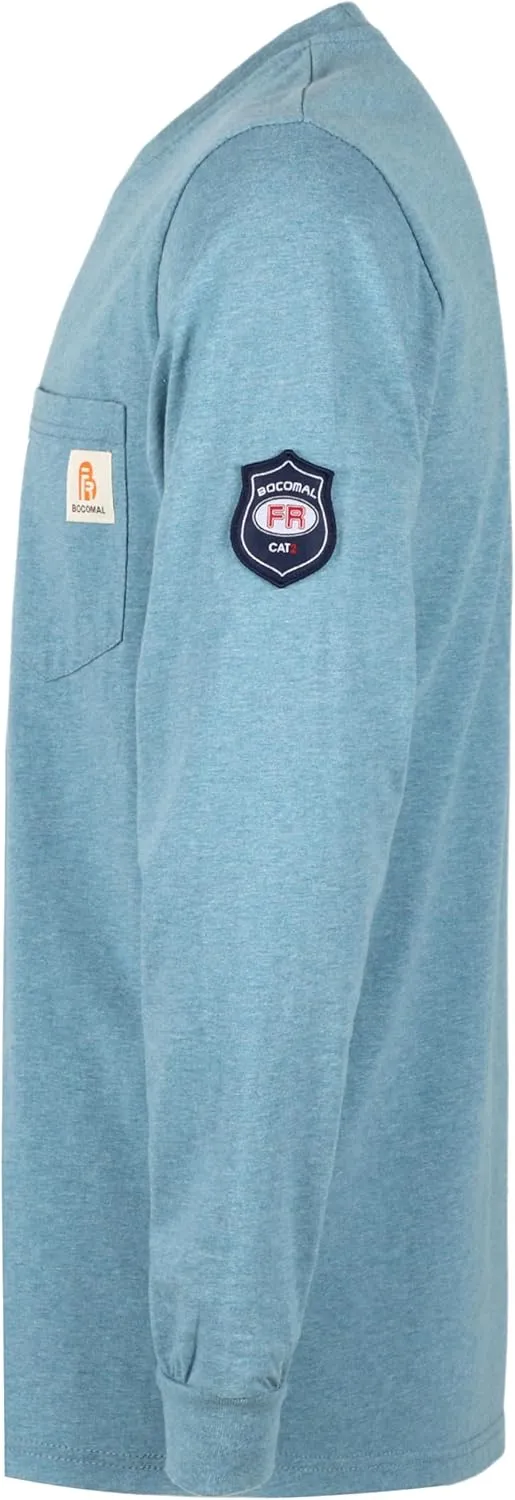 BOCOMAL FR Shirts Lightweight Classic Crew Long Sleeve Fire Resistant Shirt CAT2