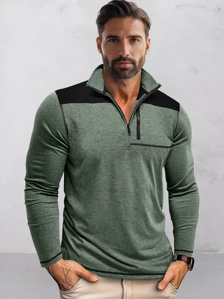 Casual Textured Color Block Polo Shirt