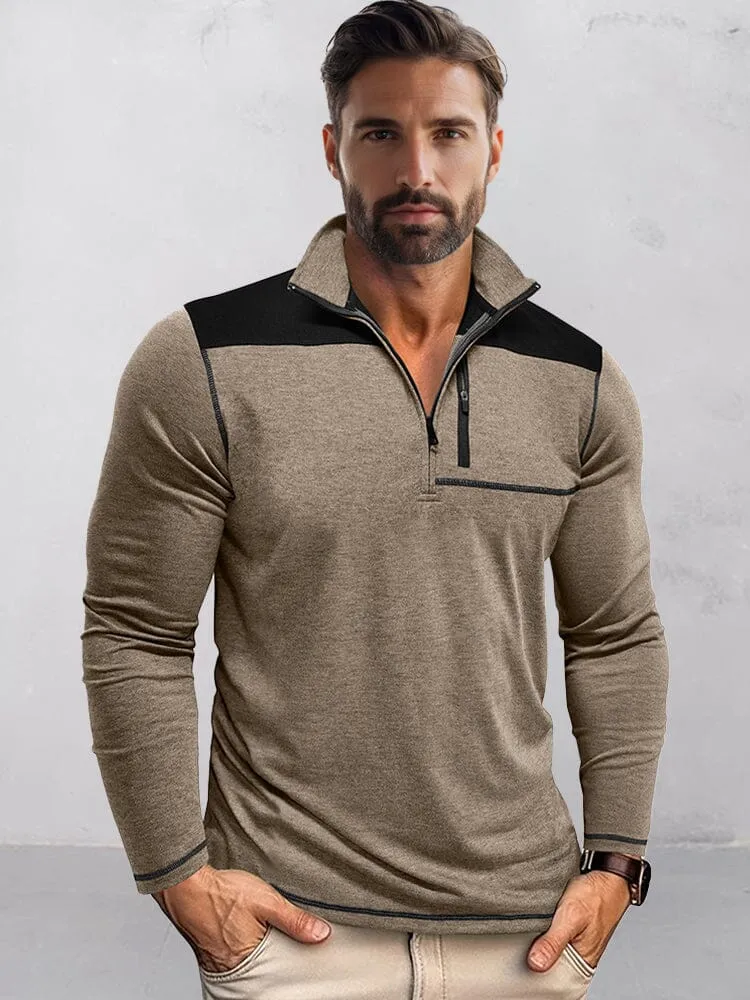 Casual Textured Color Block Polo Shirt