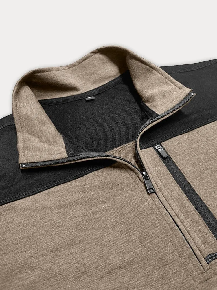 Casual Textured Color Block Polo Shirt