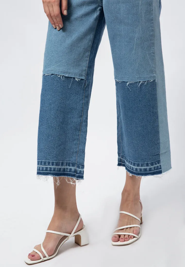Contrast Washing High Waist Denim