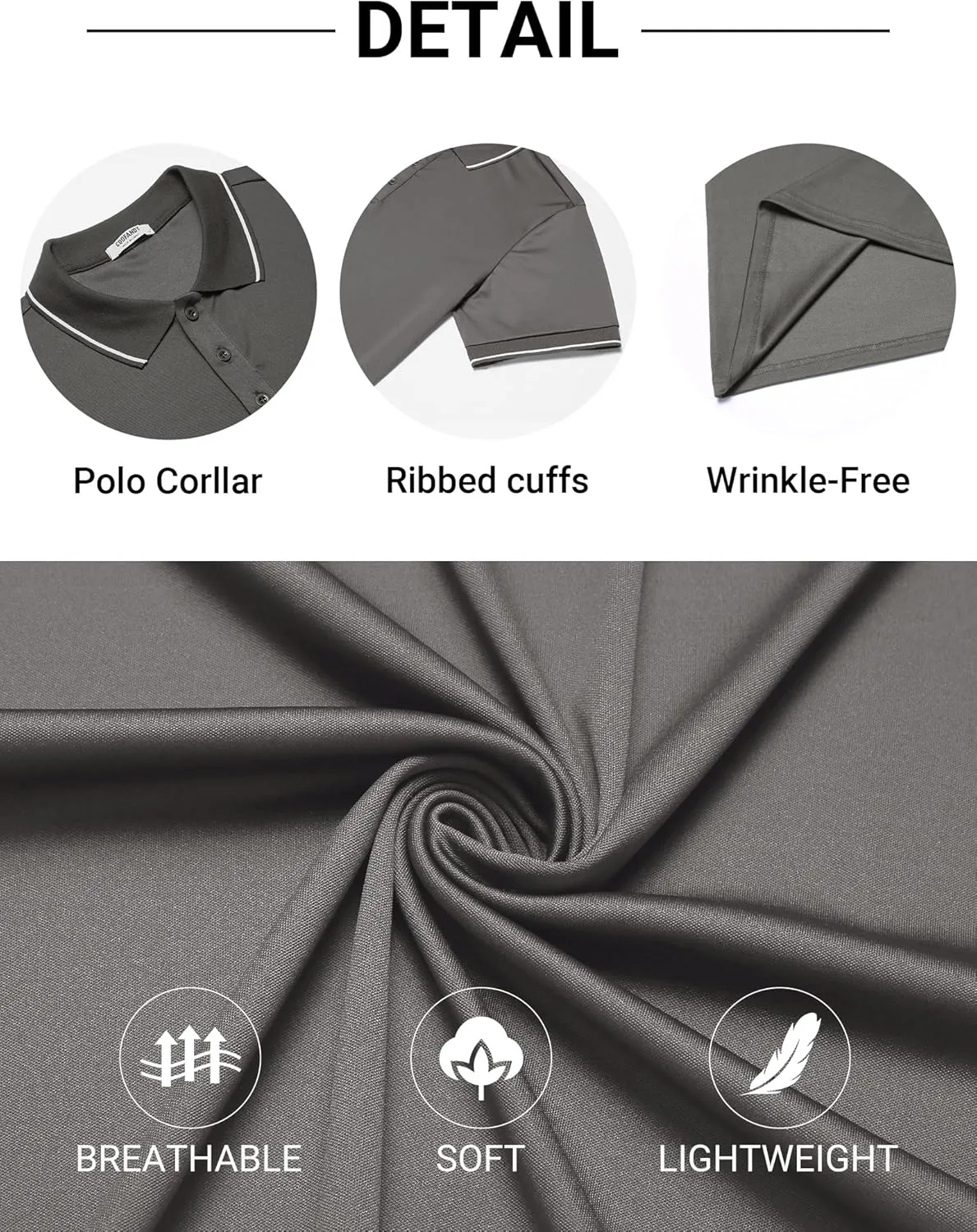 COOFANDY Mens Polo Shirts Short Sleeve Golf Polo Button Pullover Casual Contrast Color Basic T Shirt Ribbed Collar