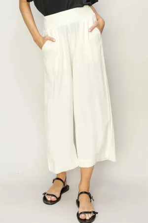 Cream Wide Leg High Waist Pants