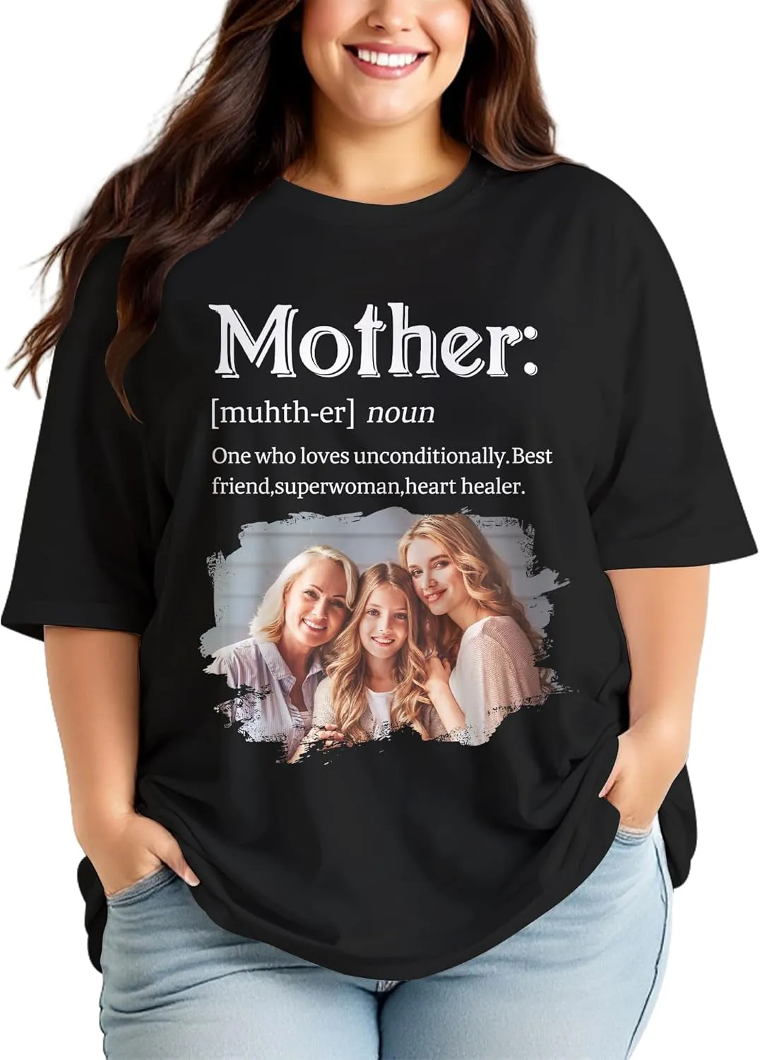 Custom T Shirts for Mom Mama Grandma Personalized Shirt with Photo Customized Name Tee Unique Gifts for Mothers Day
