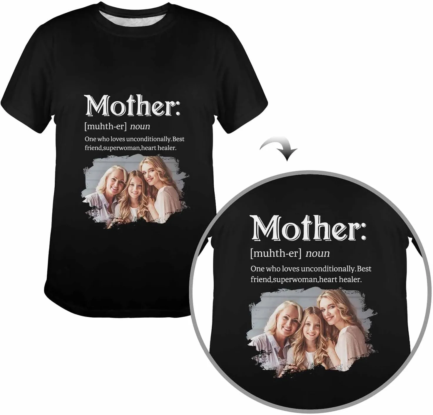 Custom T Shirts for Mom Mama Grandma Personalized Shirt with Photo Customized Name Tee Unique Gifts for Mothers Day