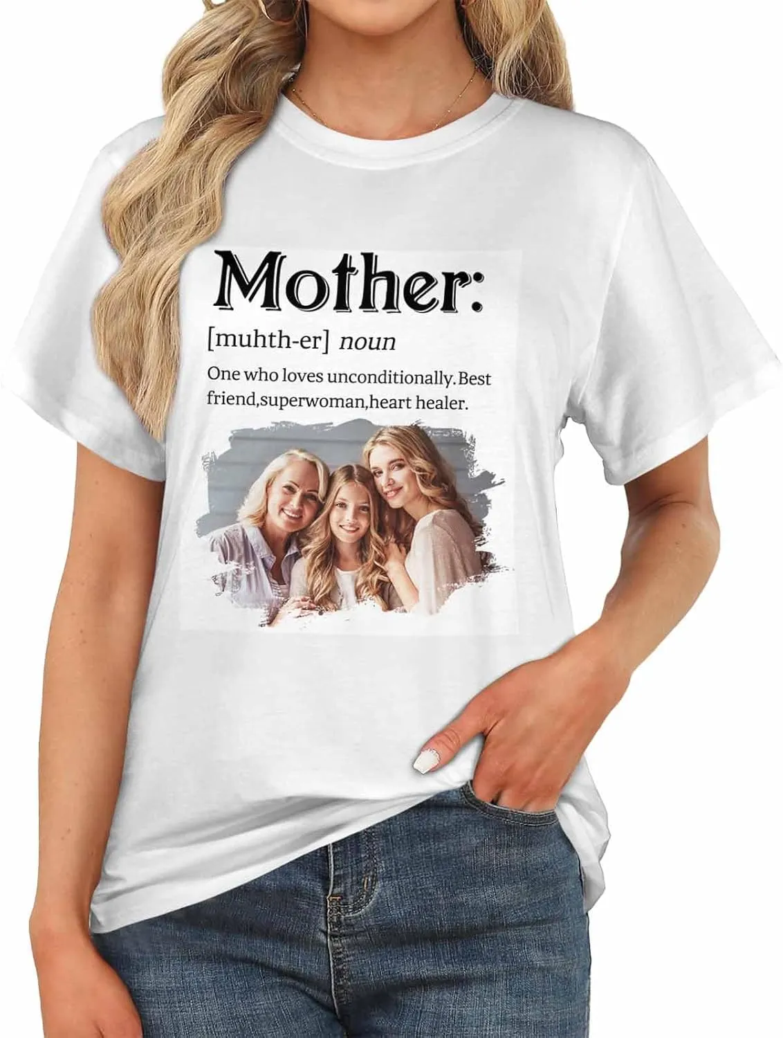Custom T Shirts for Mom Mama Grandma Personalized Shirt with Photo Customized Name Tee Unique Gifts for Mothers Day