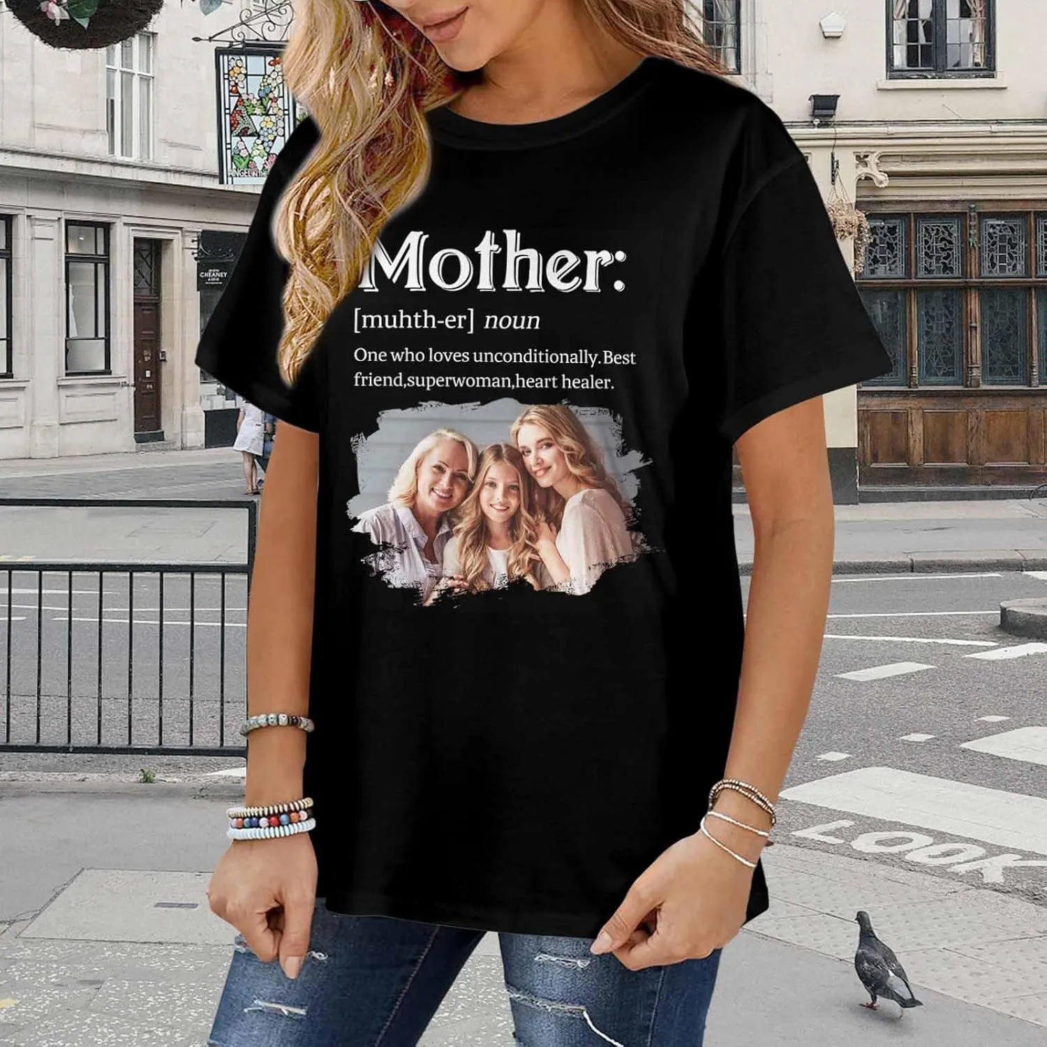 Custom T Shirts for Mom Mama Grandma Personalized Shirt with Photo Customized Name Tee Unique Gifts for Mothers Day