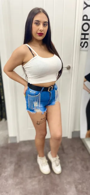 DENIM DAZZLE LIGHT BLUE FESTIVAL SHORTS