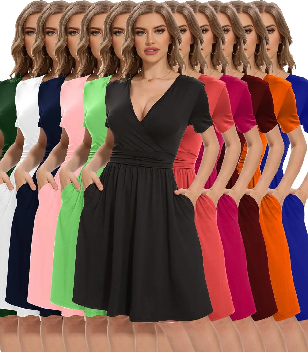 DinyIn Women's 2025 Summer Short Sleeve Casual Dresses