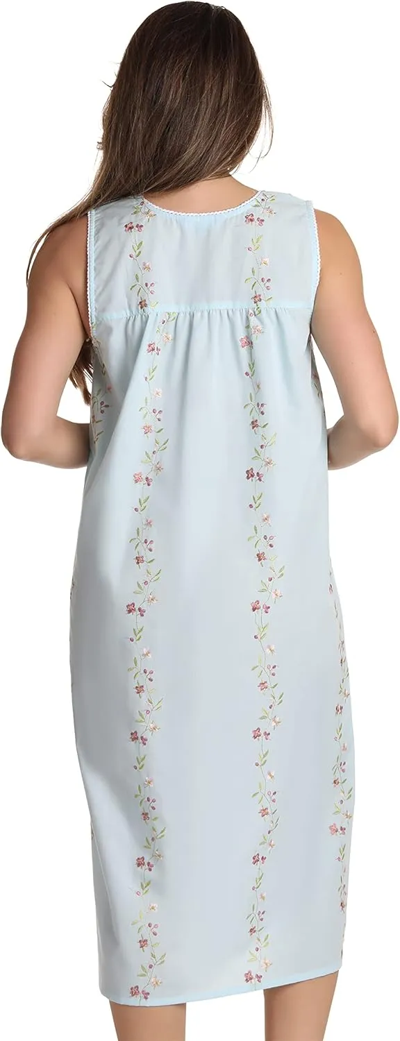 Dreamcrest 100% Cotton Sleeveless Night Gown for Women Cute Floral Summer Sleep Dress