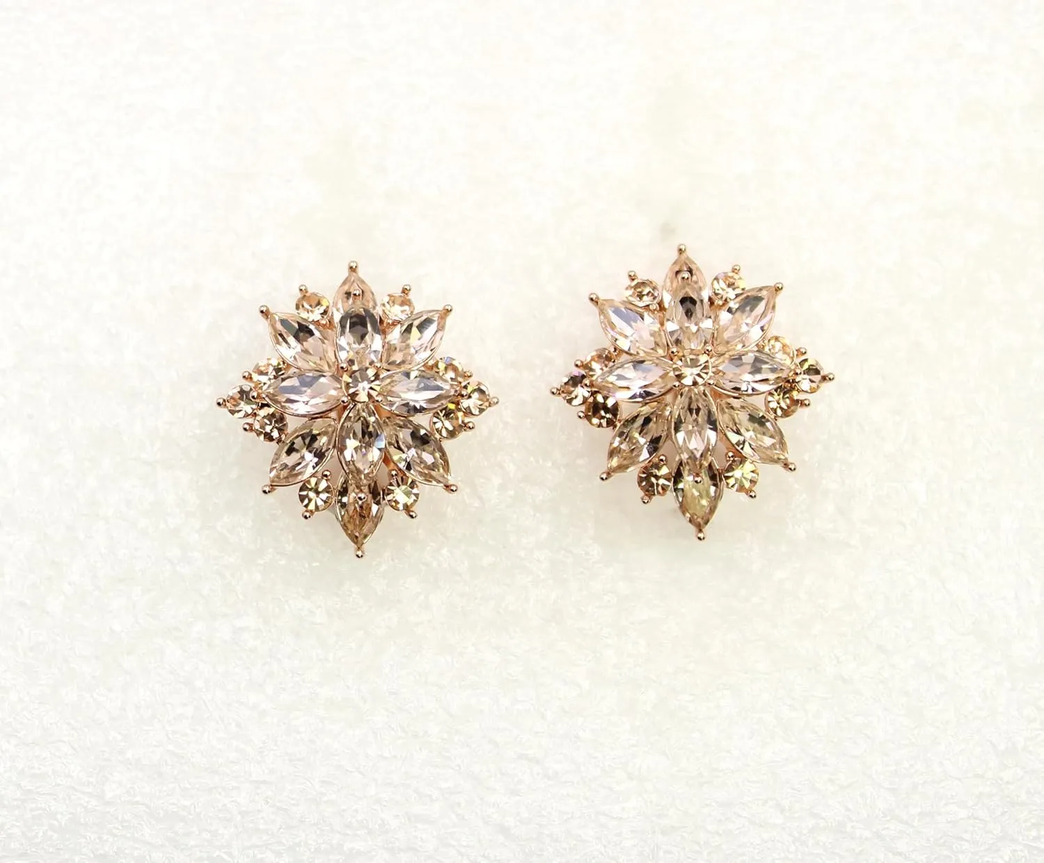 Faship Statement Crystal Rhinestone Floral Clip On Earrings