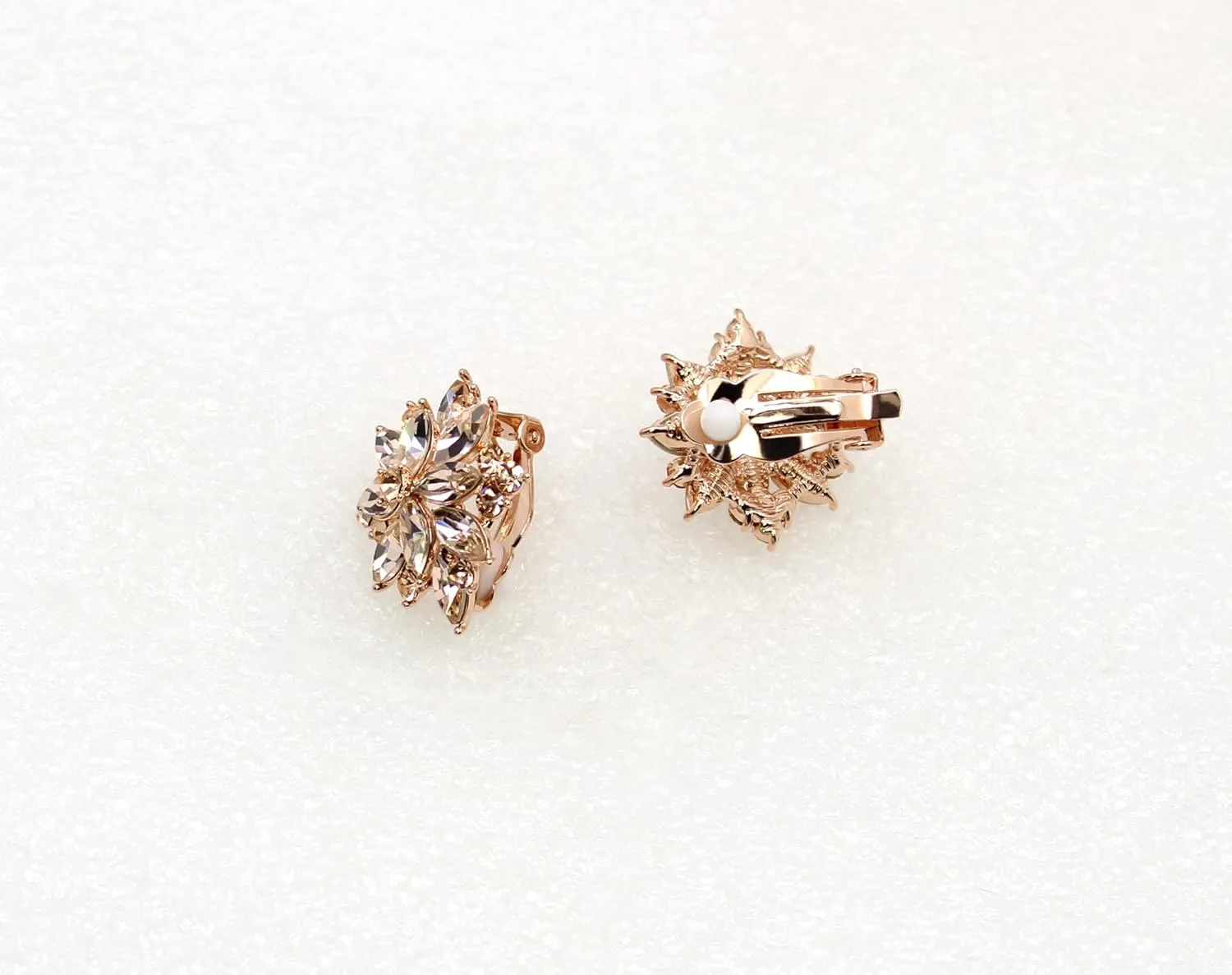 Faship Statement Crystal Rhinestone Floral Clip On Earrings