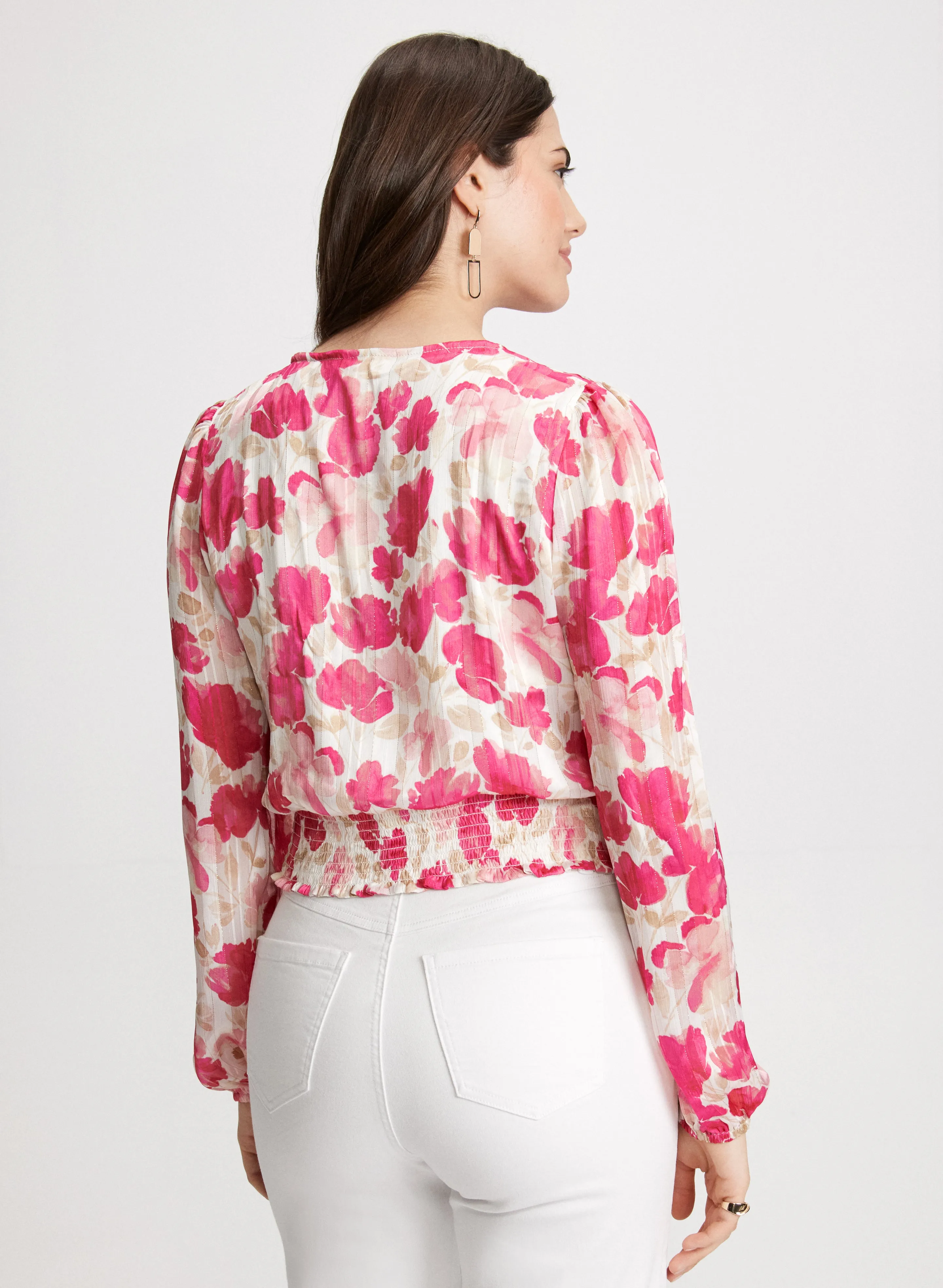 Floral Smocked Hem Blouse