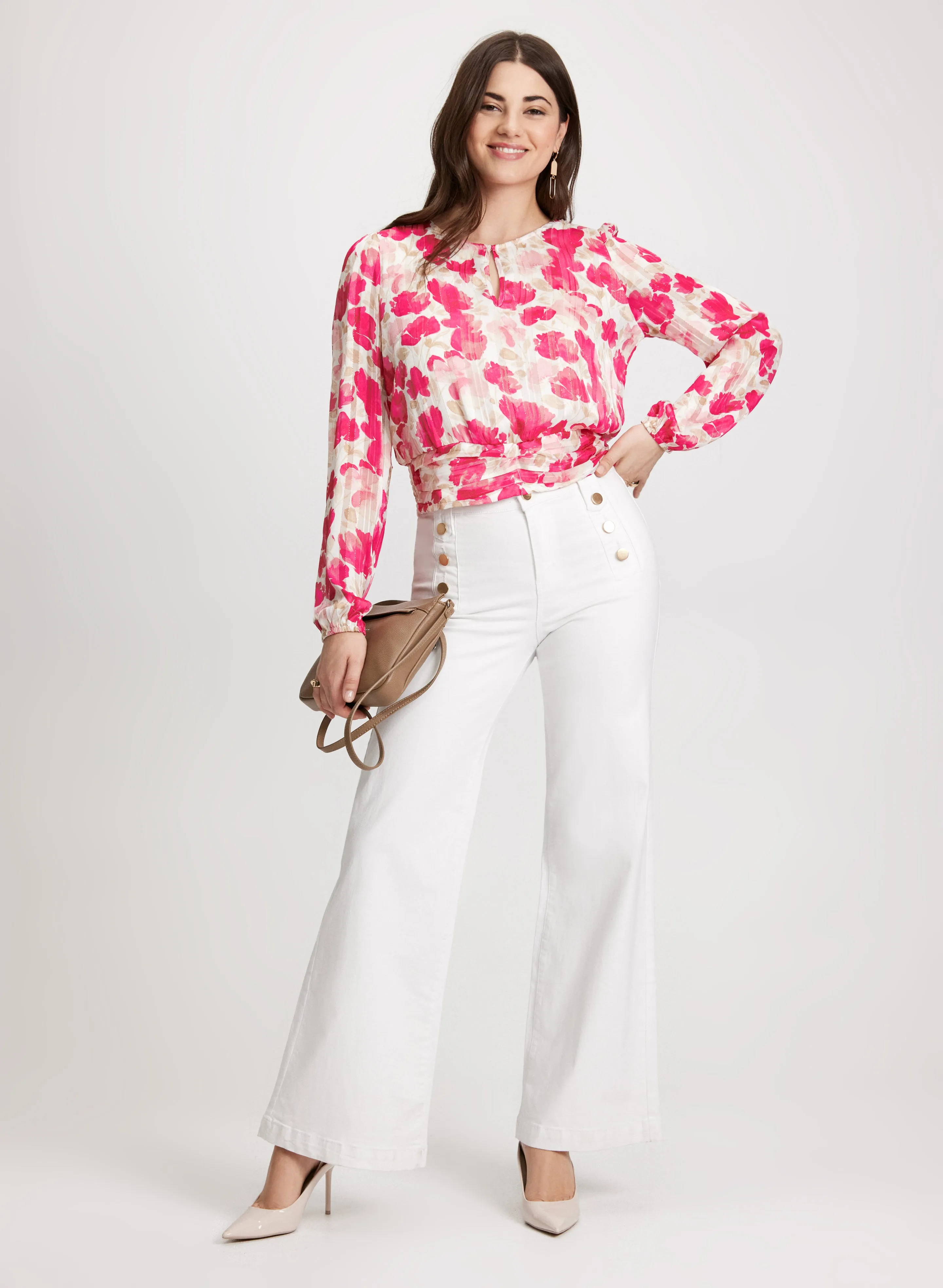 Floral Smocked Hem Blouse
