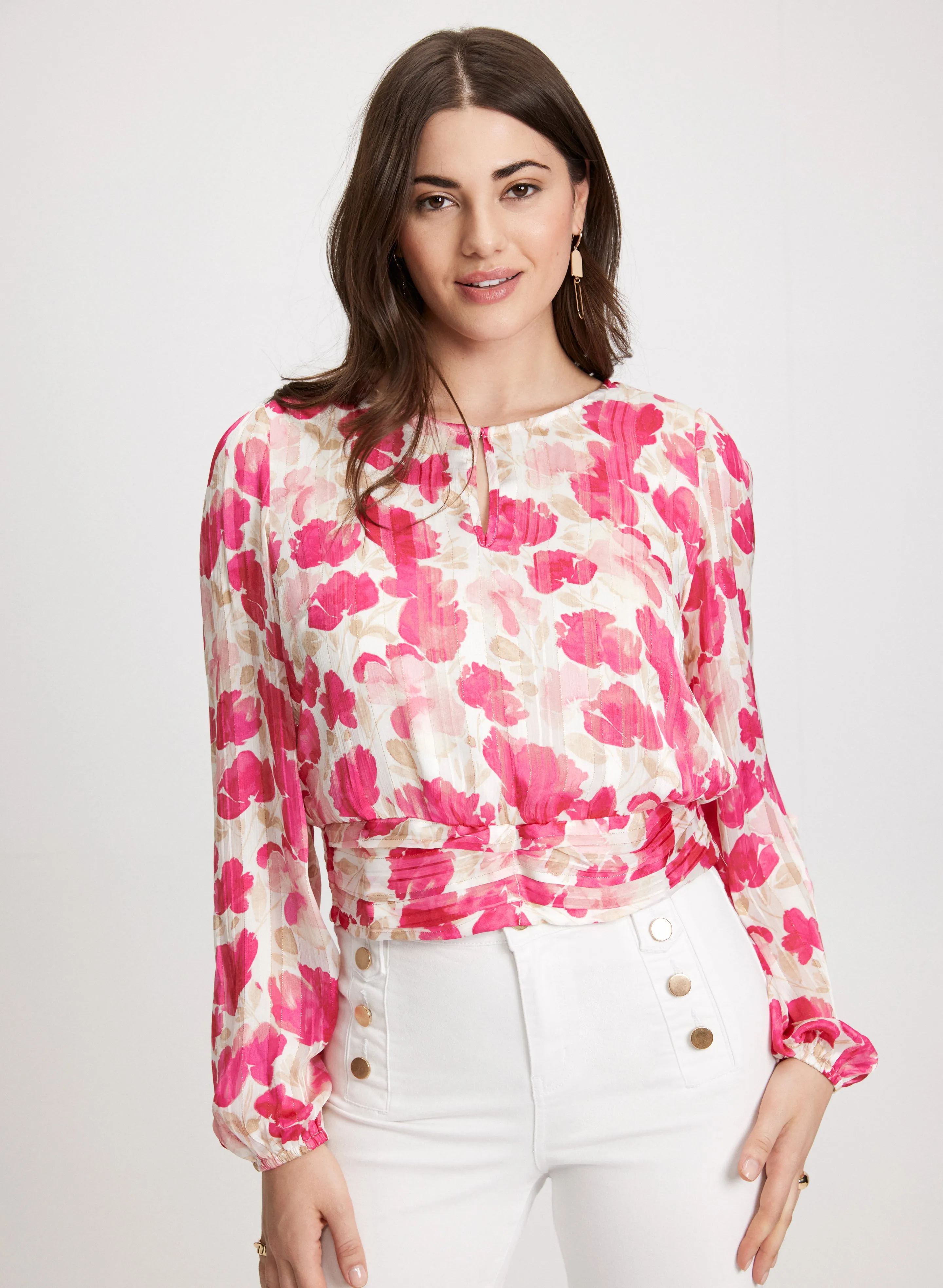 Floral Smocked Hem Blouse