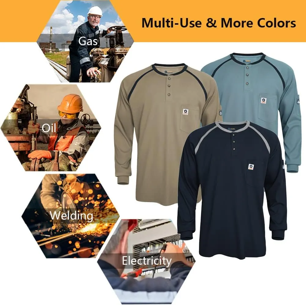 FR Shirts for Men NFPA2112 Flame Resistant Shirts 5.5oz Light Weight Long Sleeve Fire Retardant Shirts