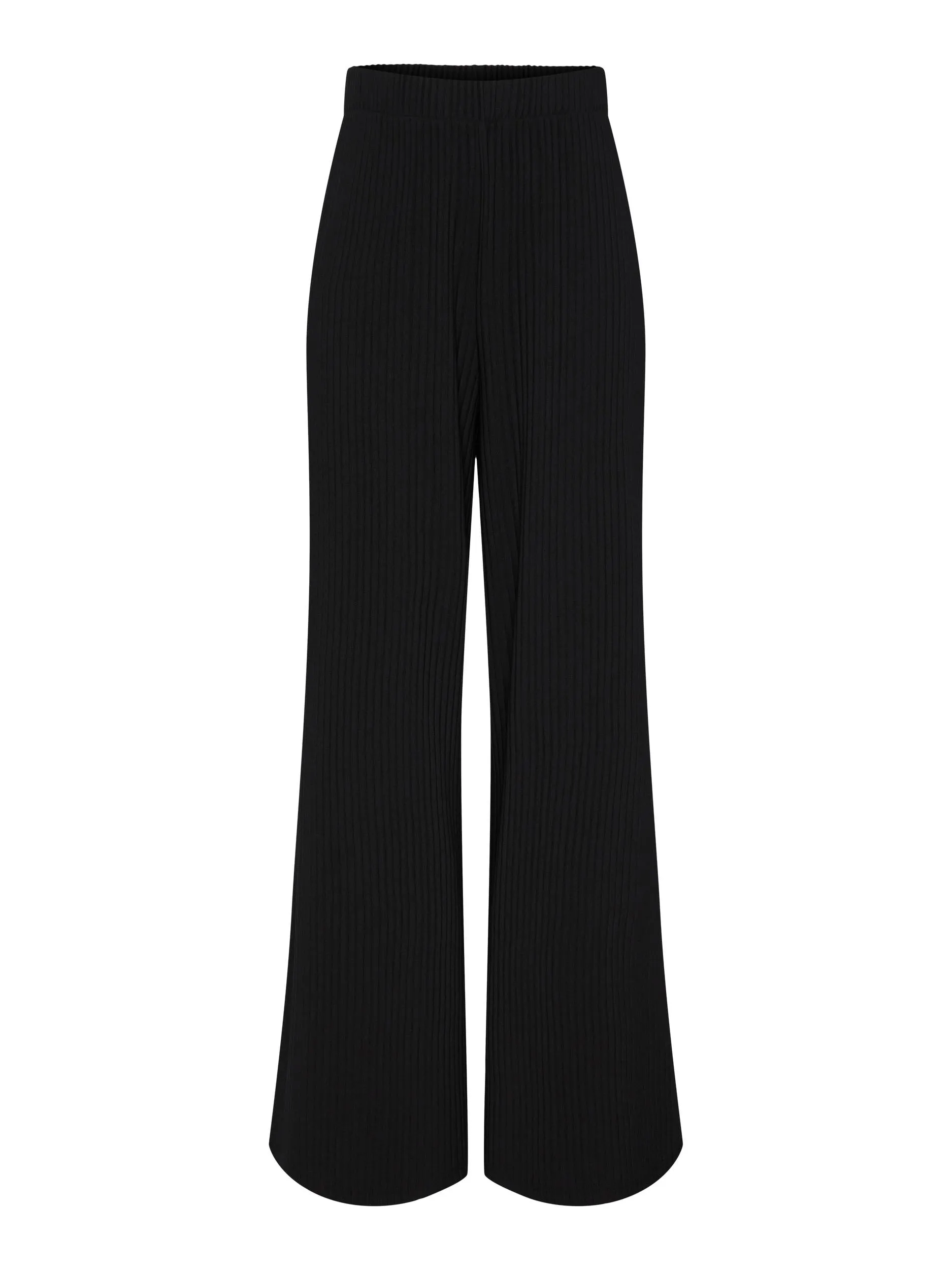 High Waist Wide Leg Ribbed Trousers