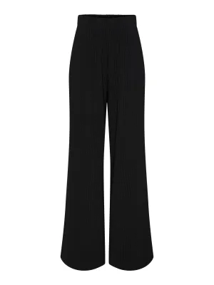 High Waist Wide Leg Ribbed Trousers