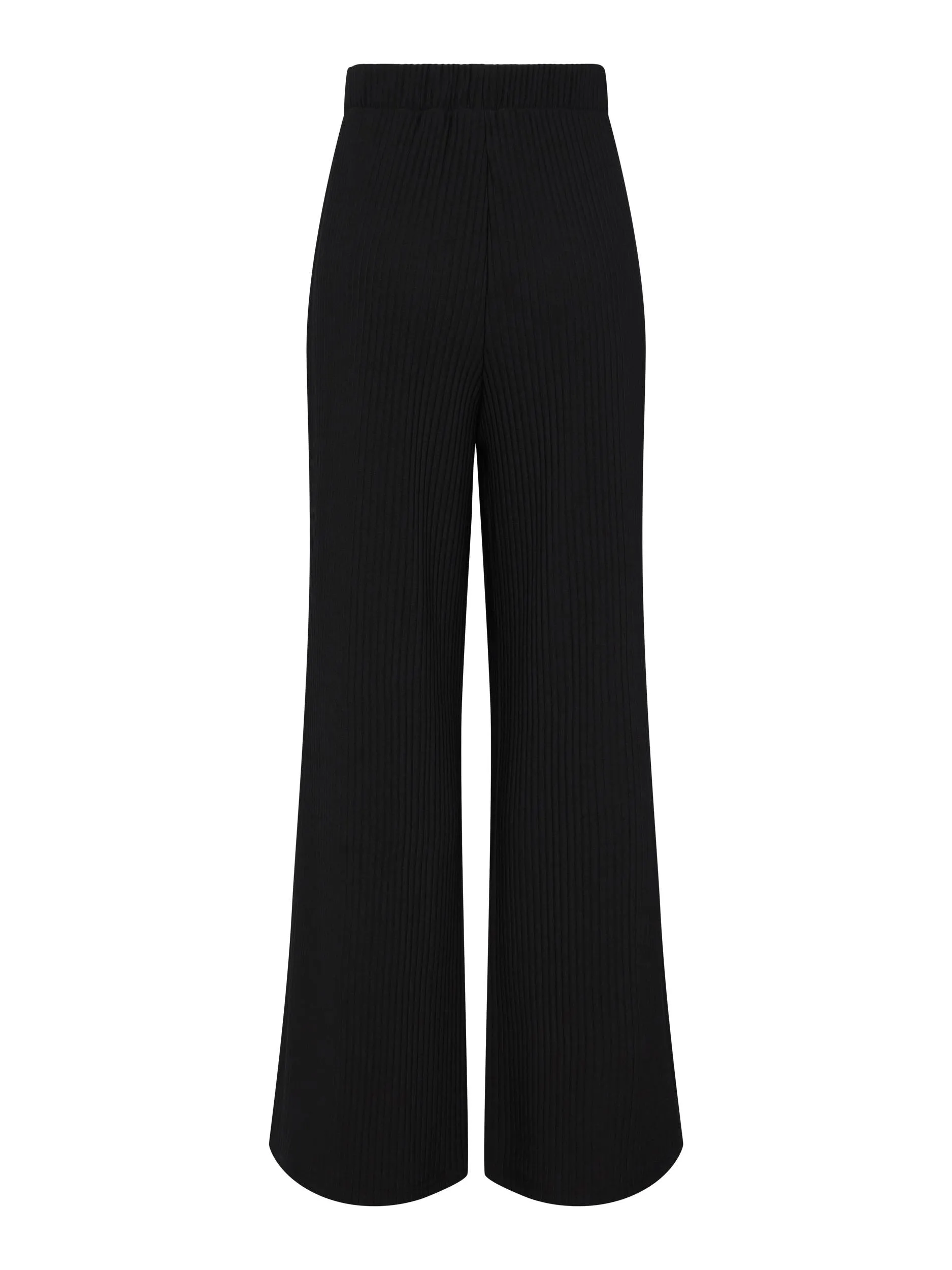 High Waist Wide Leg Ribbed Trousers