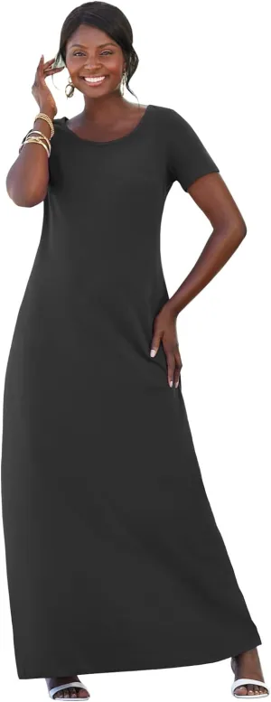 Jessica London Women's Plus Size T-Shirt Casual Short Sleeve Maxi Dress