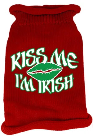 Kiss Me Im Irish Screen Print Knit Pet Sweater XS Red