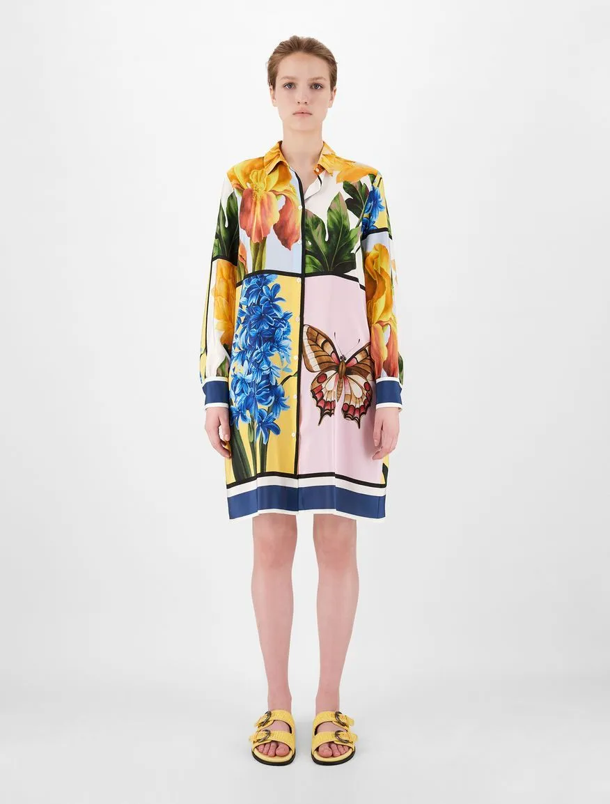 Laccio Silk Printed Shirt Dress