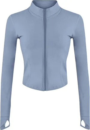 Lviefent Womens Lightweight Full Zip Running Track Jacket Workout Slim Fit Yoga Sportwear with Thumb Holes