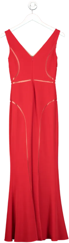 Mikael Aghal Red Mesh Panel Gown UK 6