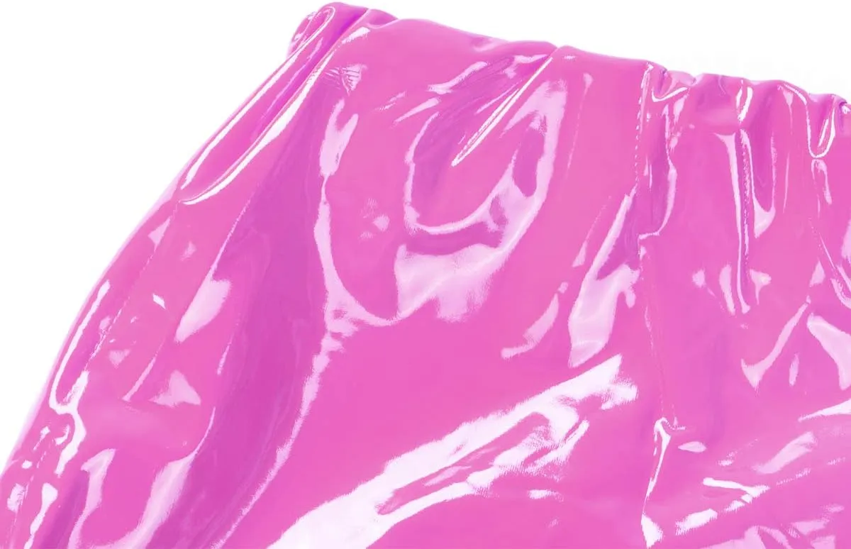 Neon Leather Mini Skirt for Women Sexy High Waist PU Latex Bodycon Pencil Skirts Y2K Shiny Clubwear