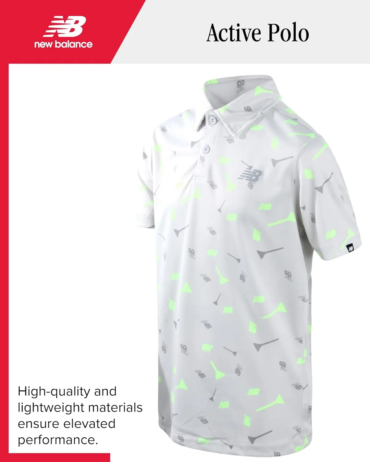 New Balance Boys' Polo T-Shirt - Short Sleeve Dry Fit Shirt for Boys' - Performance Collared Golf Shirt (8-20)