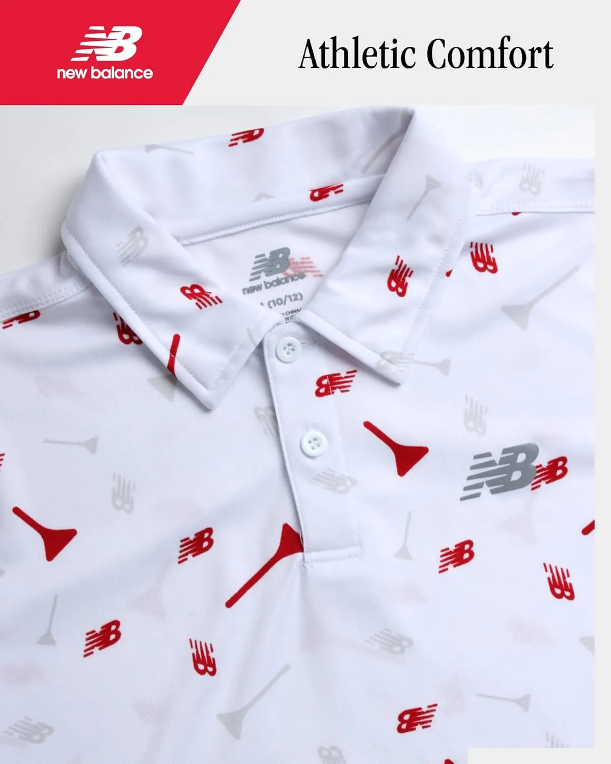 New Balance Boys' Polo T-Shirt - Short Sleeve Dry Fit Shirt for Boys' - Performance Collared Golf Shirt (8-20)