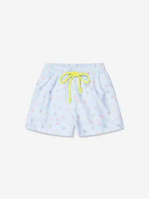 Paz Rodriguez Boys Summer Print Swim Shorts in Blue