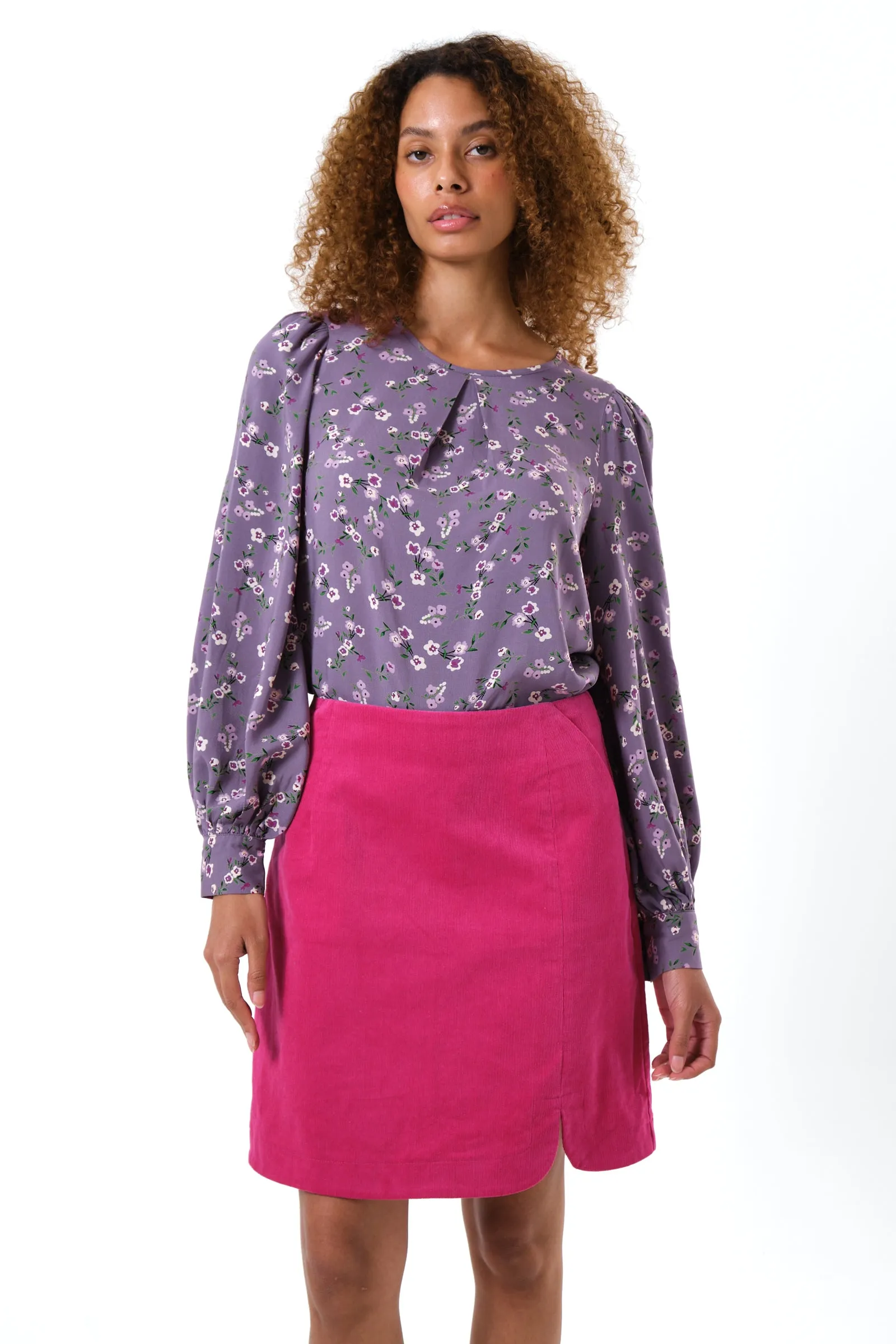 Ria Babycord A-Line Mini Skirt - Pink