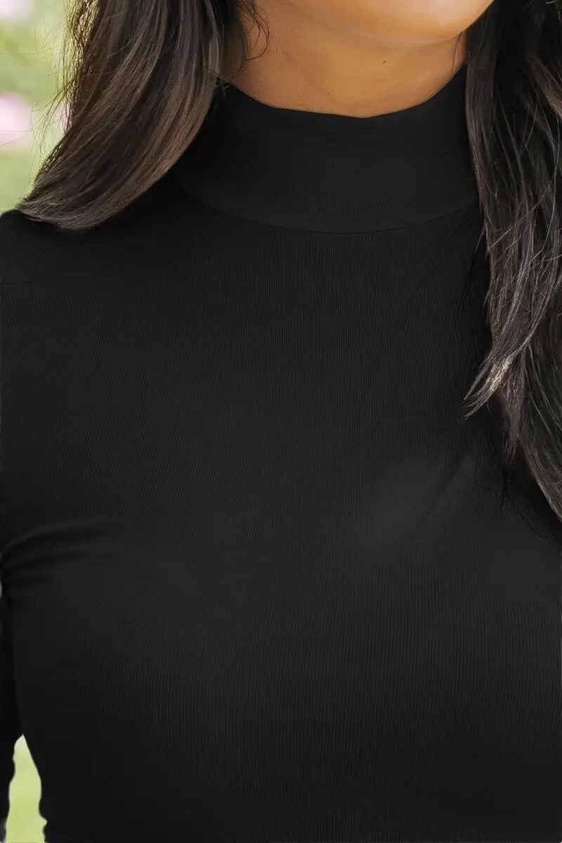 SANDERY Long Sleeve Shirts for Women Casual Mock Turtleneck Shirts Basic Ribbed Slim Fitted Cute Blouse