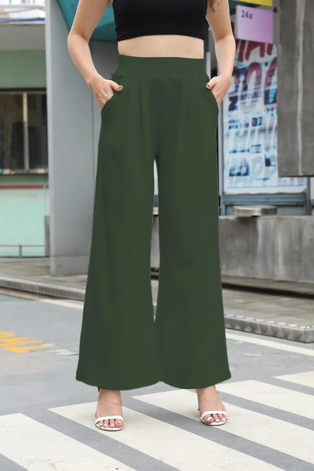 SHINFY Women's Stretchy Plus Size Wide Leg Palazzo Pants (S-3XL)