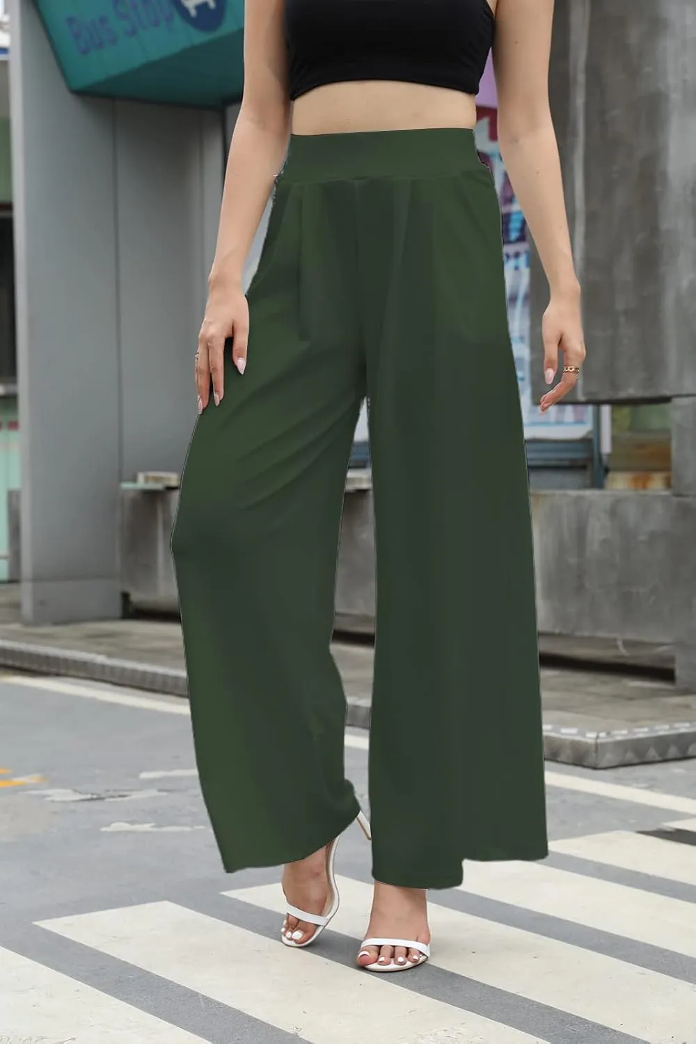 SHINFY Women's Stretchy Plus Size Wide Leg Palazzo Pants (S-3XL)
