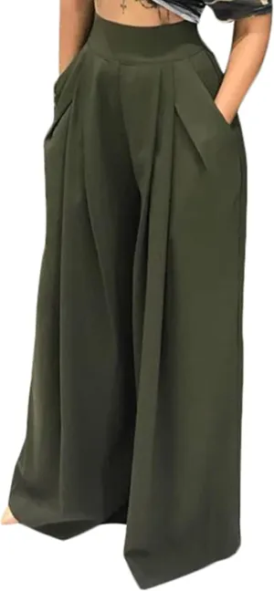 SHINFY Women's Stretchy Plus Size Wide Leg Palazzo Pants (S-3XL)