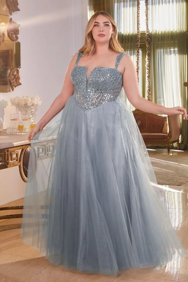 STRAPLESS A-LINE EMBELLISHED GOWN CDCD0217C