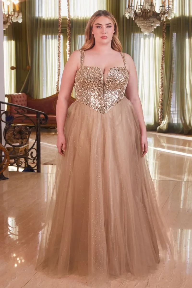 STRAPLESS A-LINE EMBELLISHED GOWN CDCD0217C