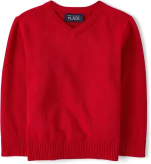 The Children's Place Baby Boys' and Toddler Long Sleeve V-Neck Pullover Sweater