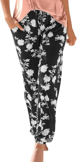 Women's High Waisted Pants Cinch Bottom Summer Lightweight Boho Pants Tapered Elastic Waist Casual Trousers with Pockets