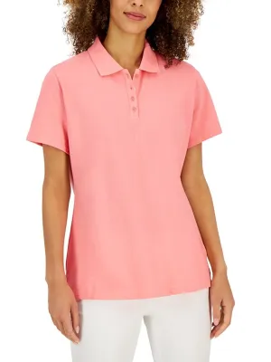 Women's Plain Polo Top,Pink