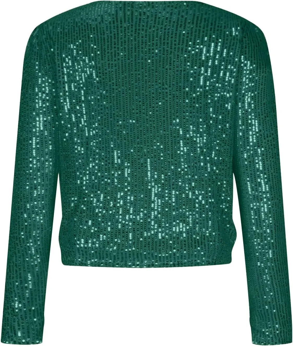 Womens Sequin Jackets Open Front Long Sleeve Coat Collarless Glitter Sparkly Short Blazer Evening Party Clothes