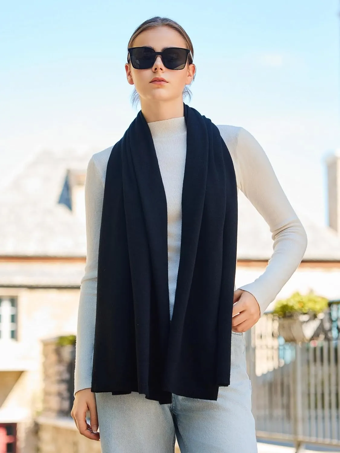 Women'S Shawl Wraps Poncho Sweater Lightweight Knit Scarf With Buttons Versatile Cape Cardigan Spring Summer Fall